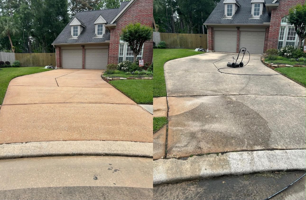 Driveway Cleaning before and after